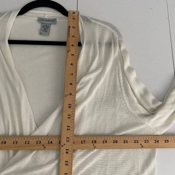 Catherines Cardigan Womens 2X Open Front White Long Sleeve Lightweight - Picture 7 of 8